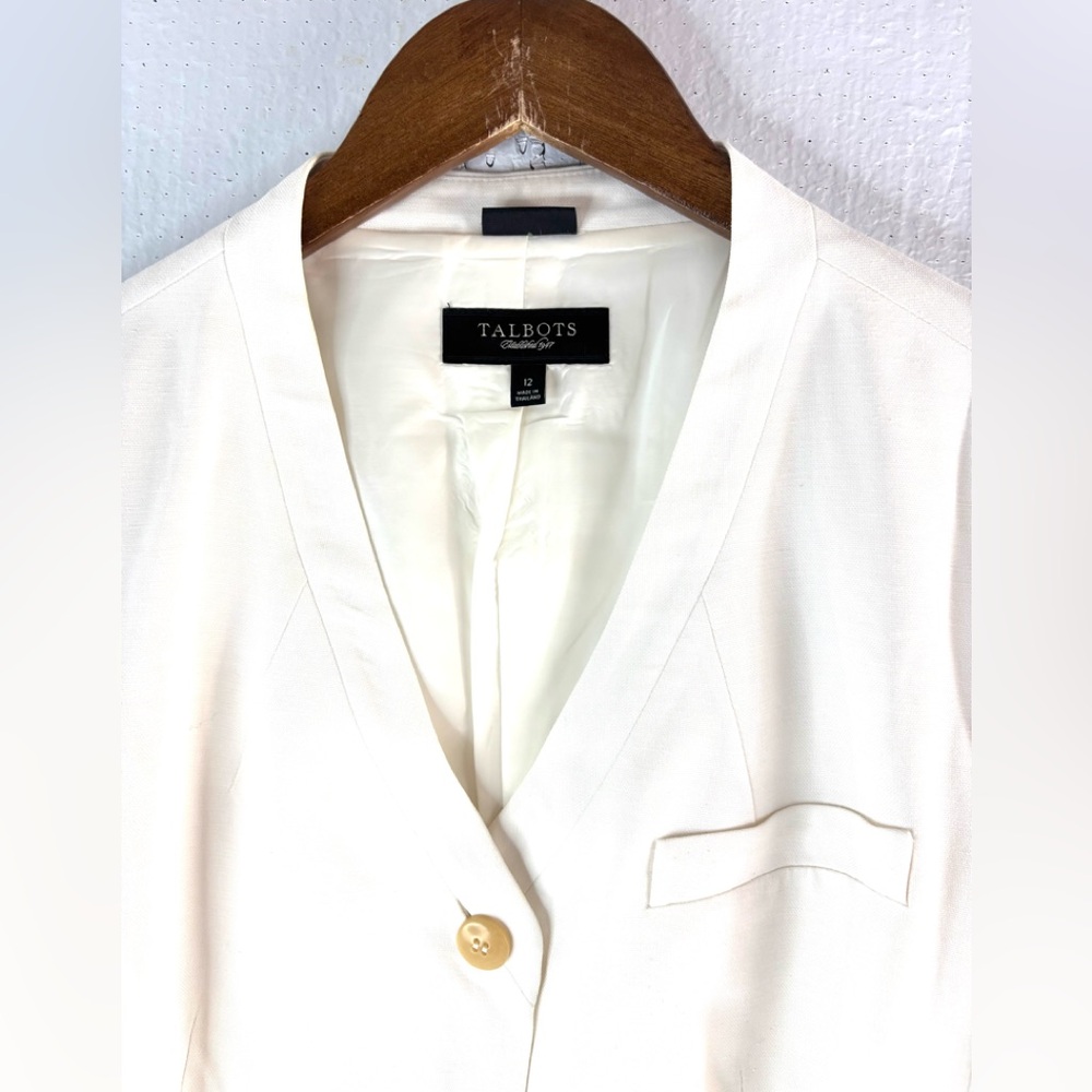 Talbots 12 Sharp Off-White Pocketed Single Front … - image 3